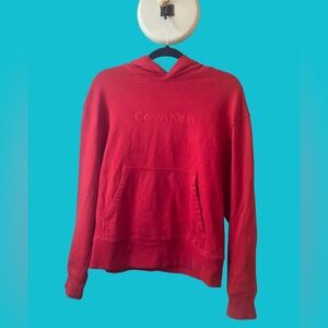 Calvin Klein Red Hoodie/Sweatshirt with Embroidered Logo Size Extra Small